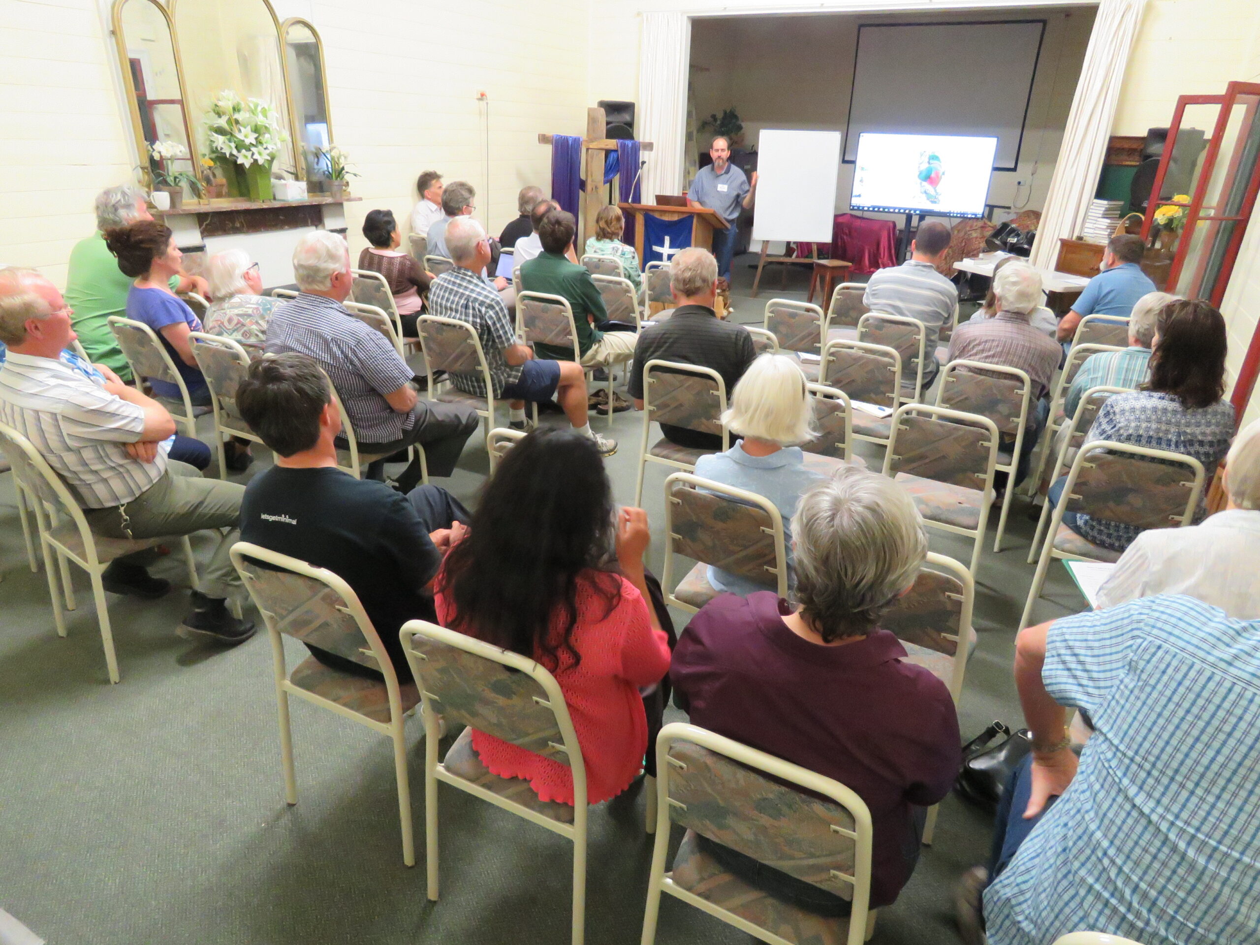 Photo of a talk at the formative A Rocha Australia gathering at Tahlee in Spring 2015.